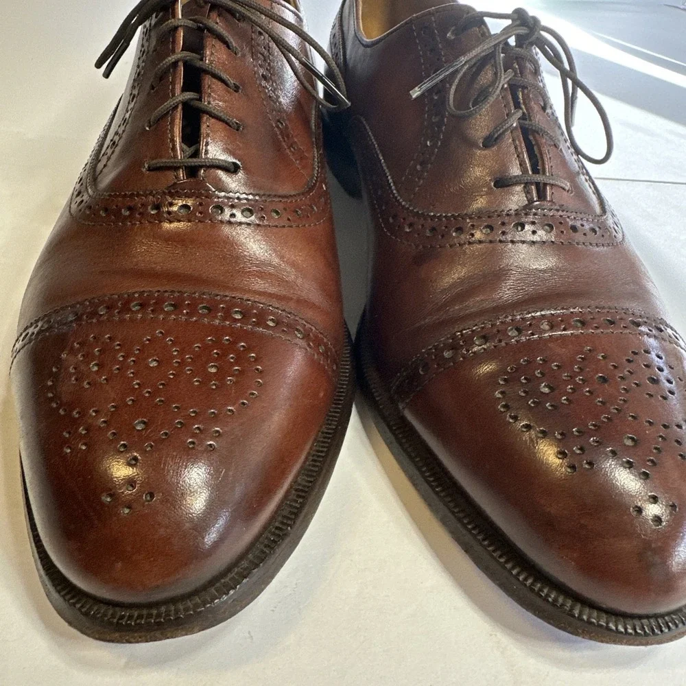 Cole Haan Wingtip Oxford Men's 10.5 D Cognac Brown Leather Dress Shoes